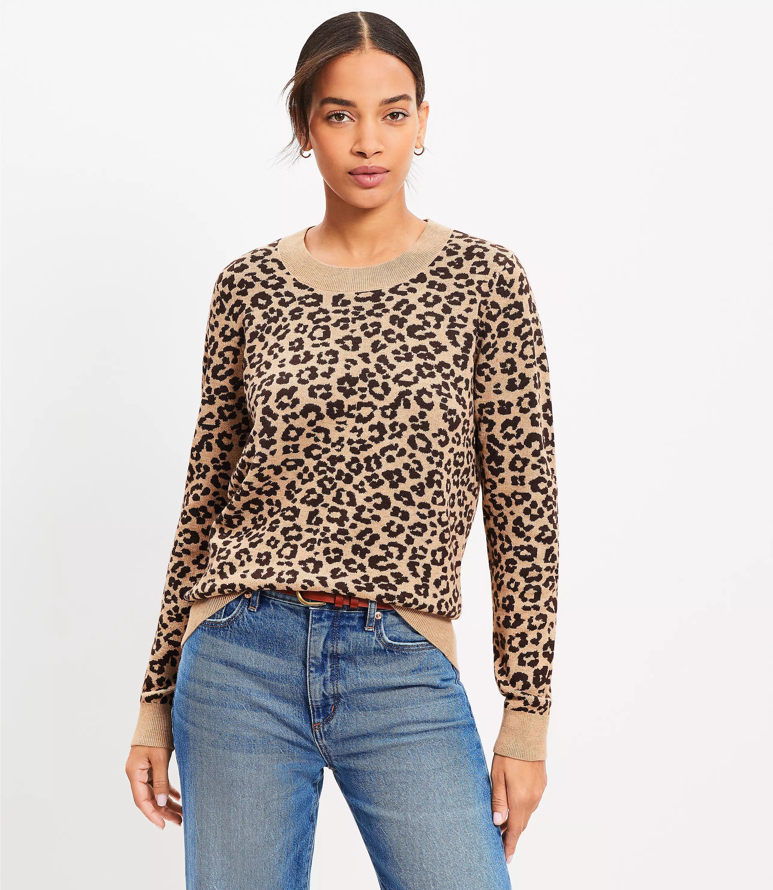 Petite Leopard Print Luxe Knit Sweater | LOFT