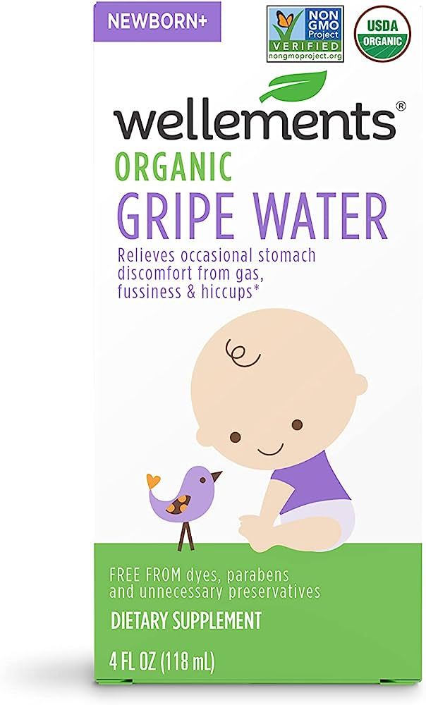 Wellements Organic Gripe Water, 4 Fl Oz, Eases Baby's Stomach Discomfort and Gas, Free from Dyes,... | Amazon (US)