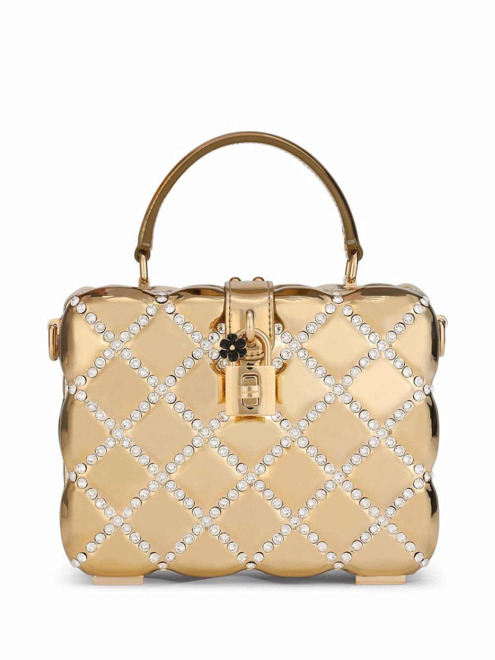 Dolce & Gabbana Dolce Box rhinestone-embellished top-handle bag - Gold | Farfetch Global