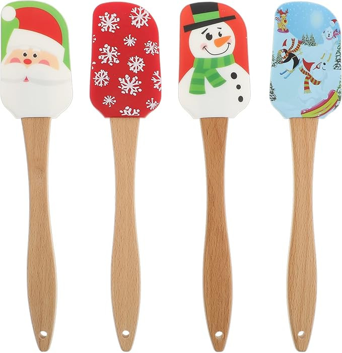 DOITOOL Christmas Spatula Set, 4 Pieces Kitchen Christmas Silicone Spatula Set with Wooden Handle... | Amazon (US)