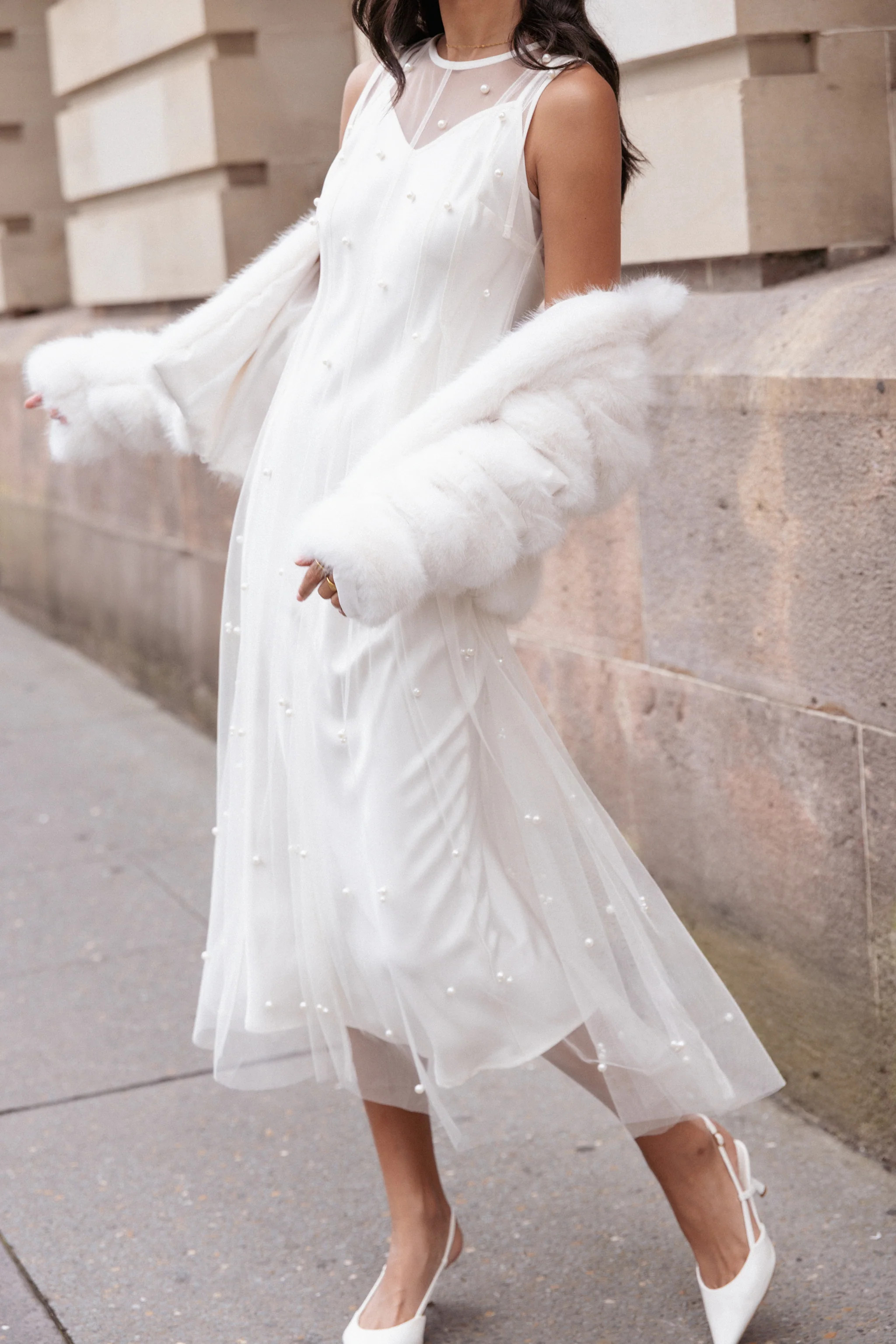 Yulia Pearl Midi Dress - Ecru | Petal & Pup (US)