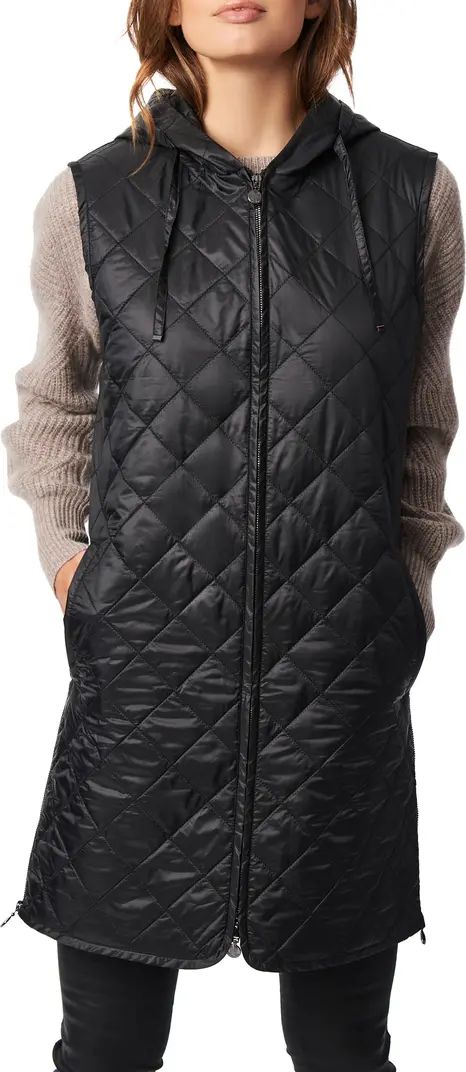 Recycled Polyester Quilted Long Vest with Hood | Nordstrom