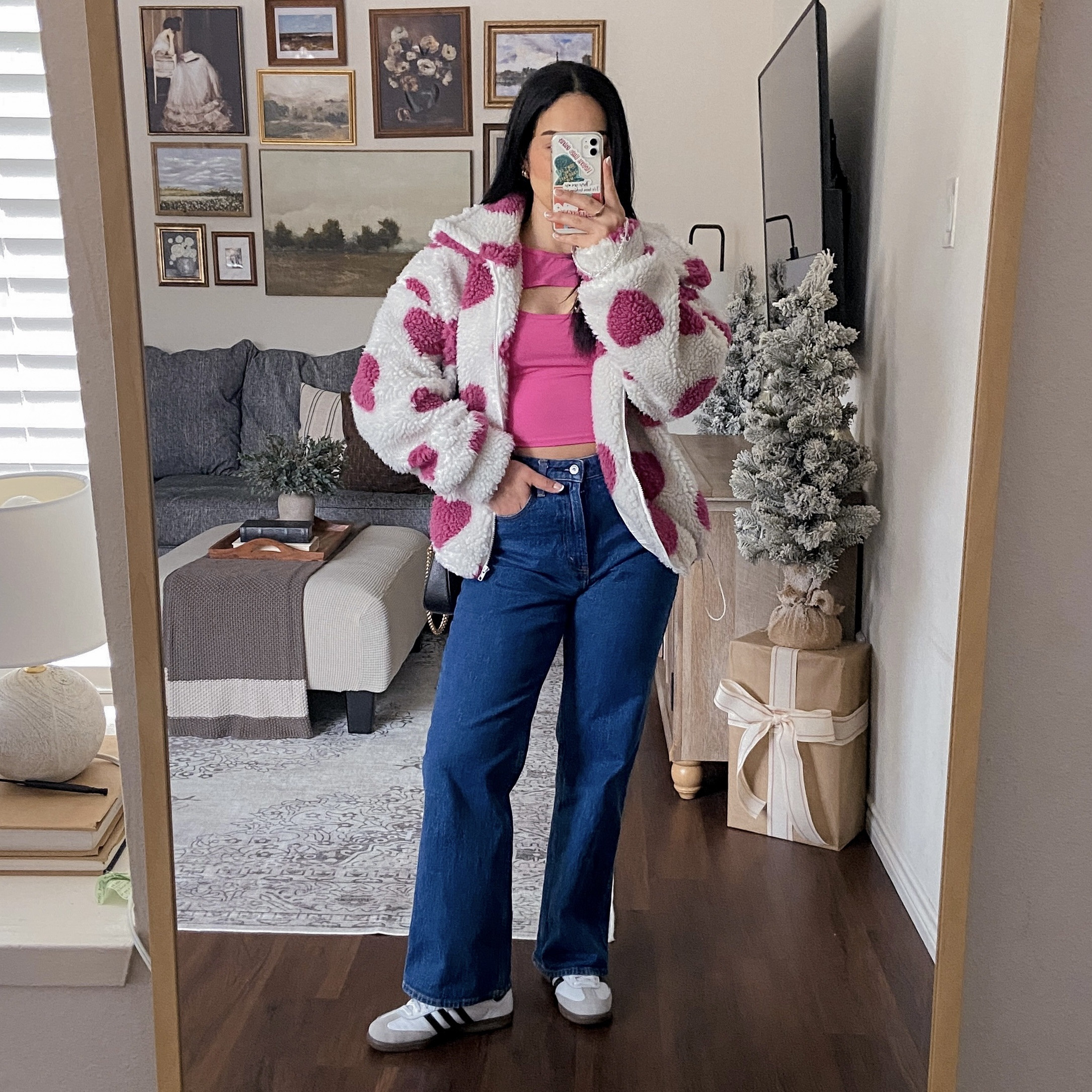 I’m wearing this top in a size medium and it fits true to size. The fabric is opaque, stretchy, lightweight. The front cutout detail is so cute as well as the bright pink color! Wearing these jeans in a size 28 and they fit true to size. Linked a similar jacket bc this one is unfortunately no longer sold *it’s from last year* 

🏷️: casual Valentine’s Day outfit, casual galentine’s day outfit, Valentine outfit ideas, subtle Valentine’s Day outfit 

#LTKSeasonal #LTKStyleTip #LTKWatchNow