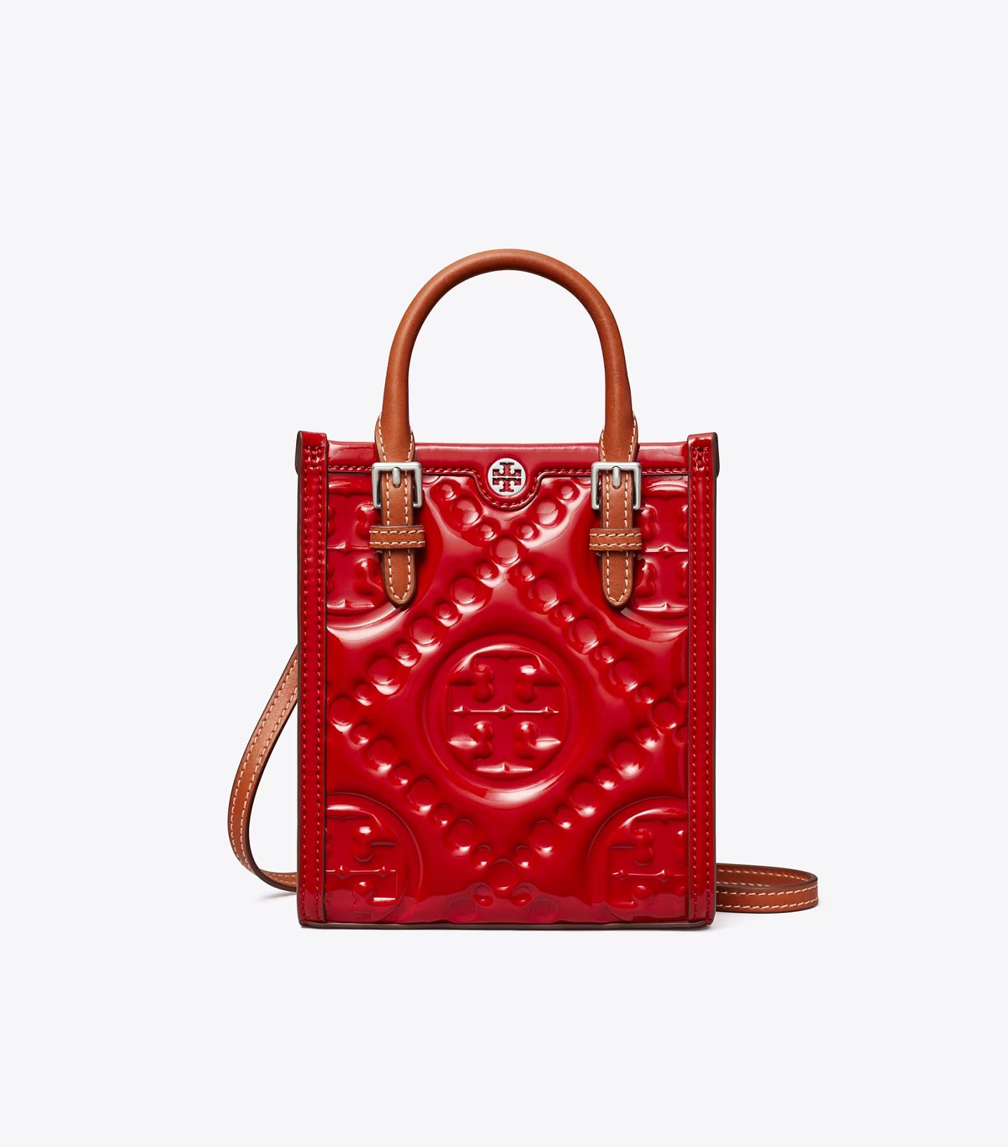 Mini T Monogram Embossed Patent Tote: Women's Designer Crossbody Bags | Tory Burch | Tory Burch (US)