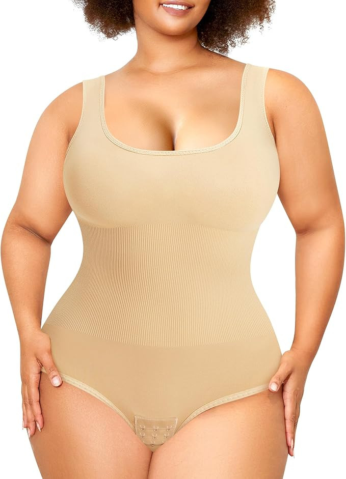 Nebility Plus Size Bodysuit Shapewear Tummy Control Body Shaper for Women Seamless Body Suit Slee... | Amazon (US)