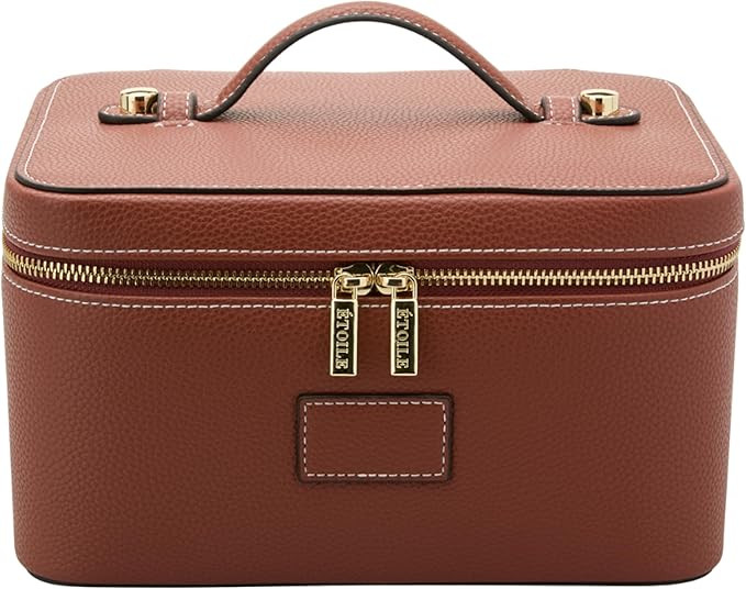 ETOILE - Vanity Case Ginger Brown - Stylish Travel Makeup Bag Organizer with Dividers | Amazon (US)