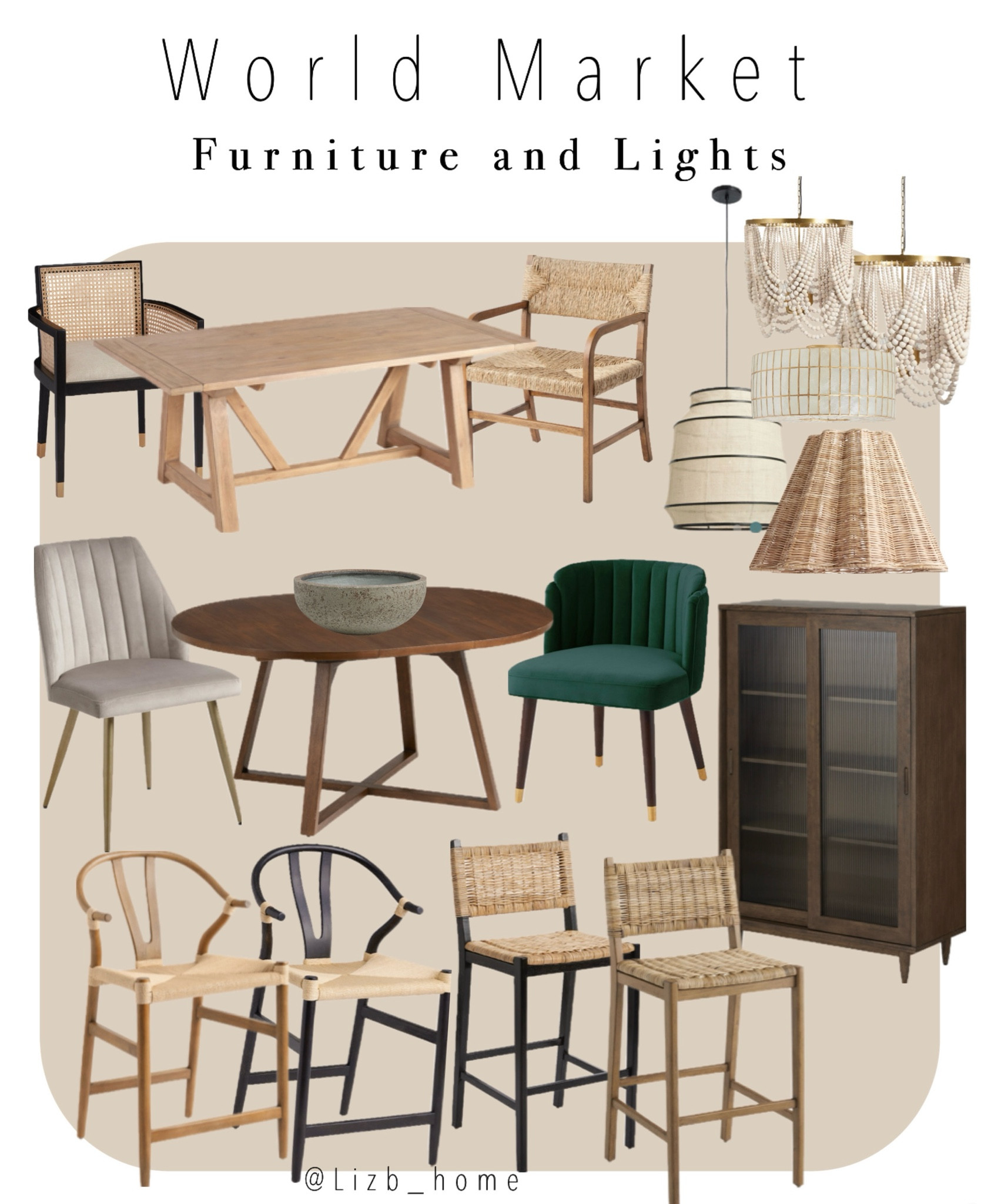 World market dining room furniture and lights. Dining chairs. Dining tables. Bar stools. Chandelier. Pendant lights. Rubbed glass cabinet. Velvet dining chairs. Extra 20% off sale with pick up. 

#LTKHome #LTKFindsUnder100 #LTKSaleAlert