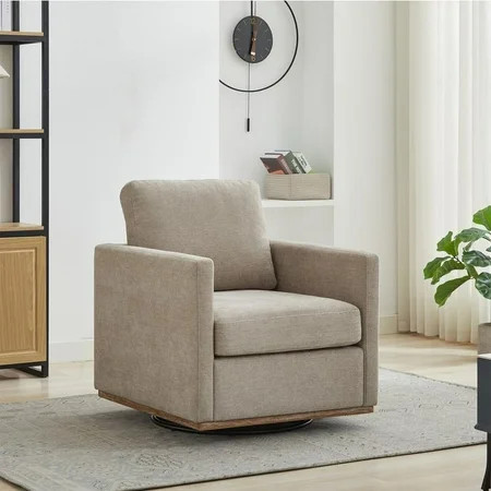 Lovableguy Modern Swivel Accent Chair,360 Degree Upholstered Barrel Chair Armchair,Comfy Single Sofa for Living Room Bedroom Nursery,Chenille,Taupe | Walmart (US)