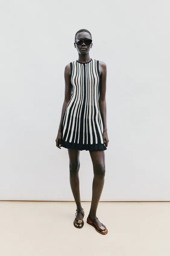 SHORT STRIPED KNIT DRESS | Zara UK