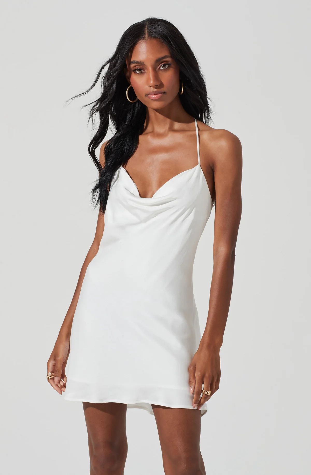 Medford Cowl Neck Satin Mini Dress | ASTR The Label (US)