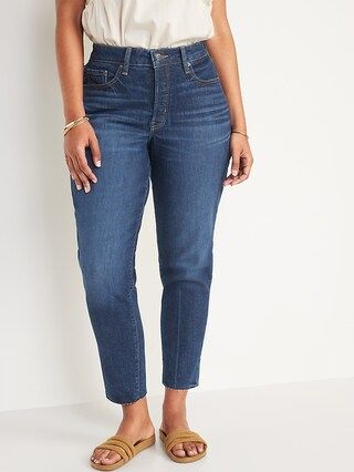 Curvy High-Waisted Button-Fly O.G. Straight Cut-Off Jeans for Women | Old Navy (US)