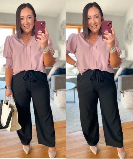 Spring workwear inspo!  XL Amazon blouse on sale!  XL wide leg pants!  On sale!  Heels run tts!  All Amazon finds!

#LTKSeasonal #LTKmidsize #LTKworkwear