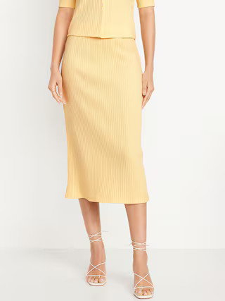 High-Waisted Ribbed Midi Skirt | Old Navy (US)