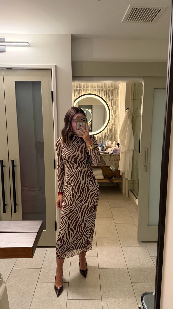 Night one OOTN! Loving this zebra dress from Amazon for Fall date nights, GNO, etc.! So flattering and stretchy, in an XS

#LTKootd #LTKSeasonal
