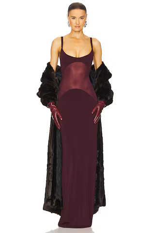 Helsa Sheer Knit Curve Maxi Dress in Merlot from Revolve.com | Revolve Clothing (Global)