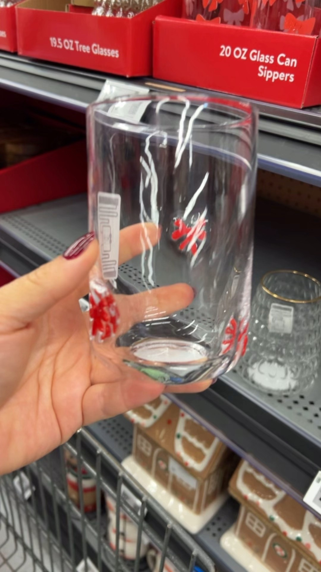 The cutest holiday glass cups. 🎀🎄 #walmartfinds