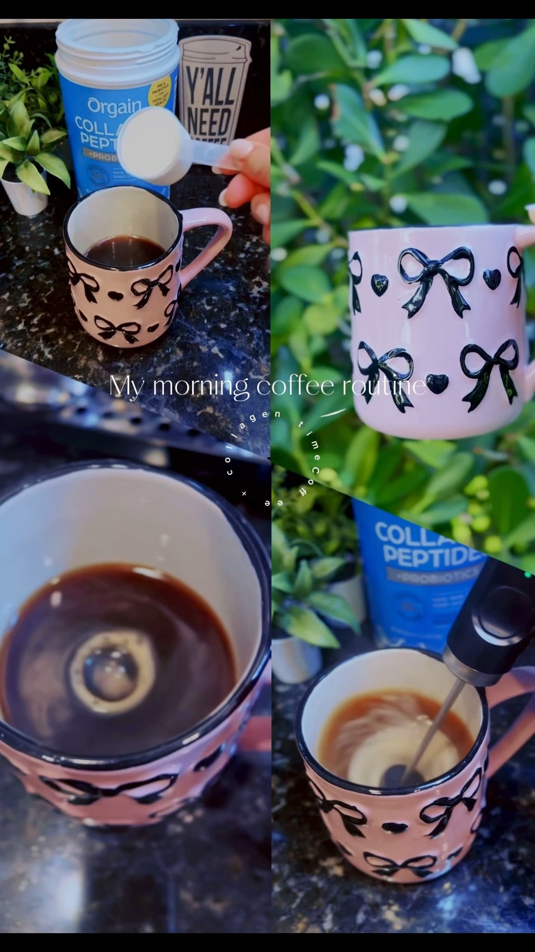 Morning routine with my daily coffee + collagen 💙☕️🩷 Healthy hair, glowing skin, strong nails, better gut and happy joints! 

#LTKBeauty #LTKFindsUnder50 #LTKmorningroutine