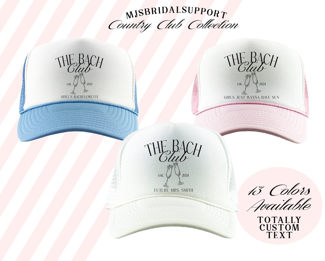 Country Club Trucker Hats | Beach Club Cabana Club Girls Trip | Bachelorette Party Vintage Retro ... | Etsy (US)