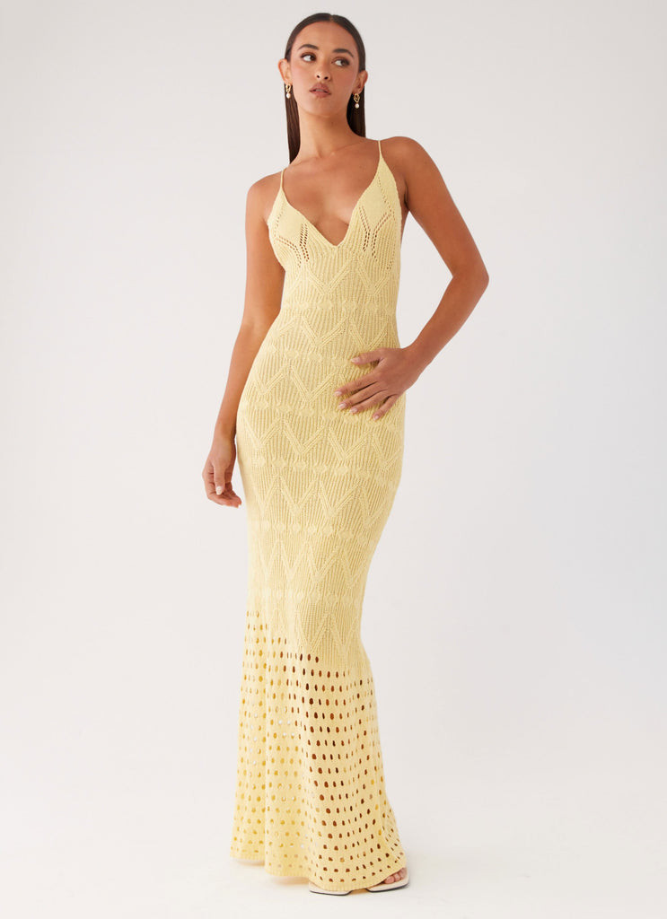 Vivid Dreams Crochet Maxi Dress - Yellow | Peppermayo (Global)