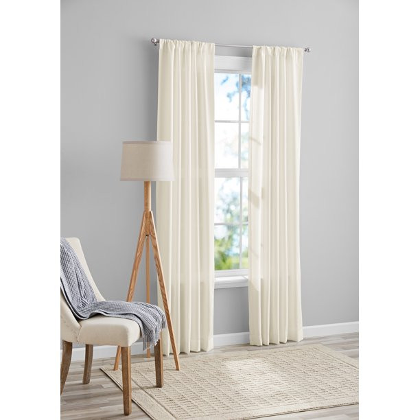 Mainstays Tille Solid Color Light Filtering Rod Pocket Currtain Panel Pair, Set of 2, White, 37 x... | Walmart (US)