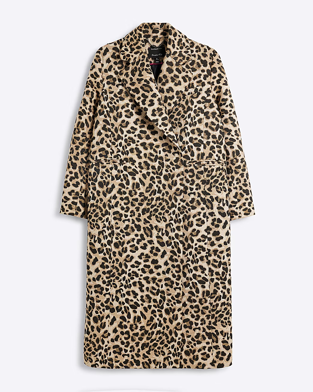 Brown Leopard Print Jacquard Coat | River Island UK & IE