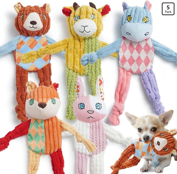 Nocciola 5PC No Stuffing Puppy Toys - Dog Toys Plushies Whimsical Variety Colors Animal Plush Toy... | Amazon (US)