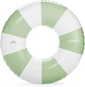 FUNBOY Giant Vintage Green Stripe Inflatable Tube Pool Float with Cup Holder 48" | Large Pool Flo... | Amazon (US)