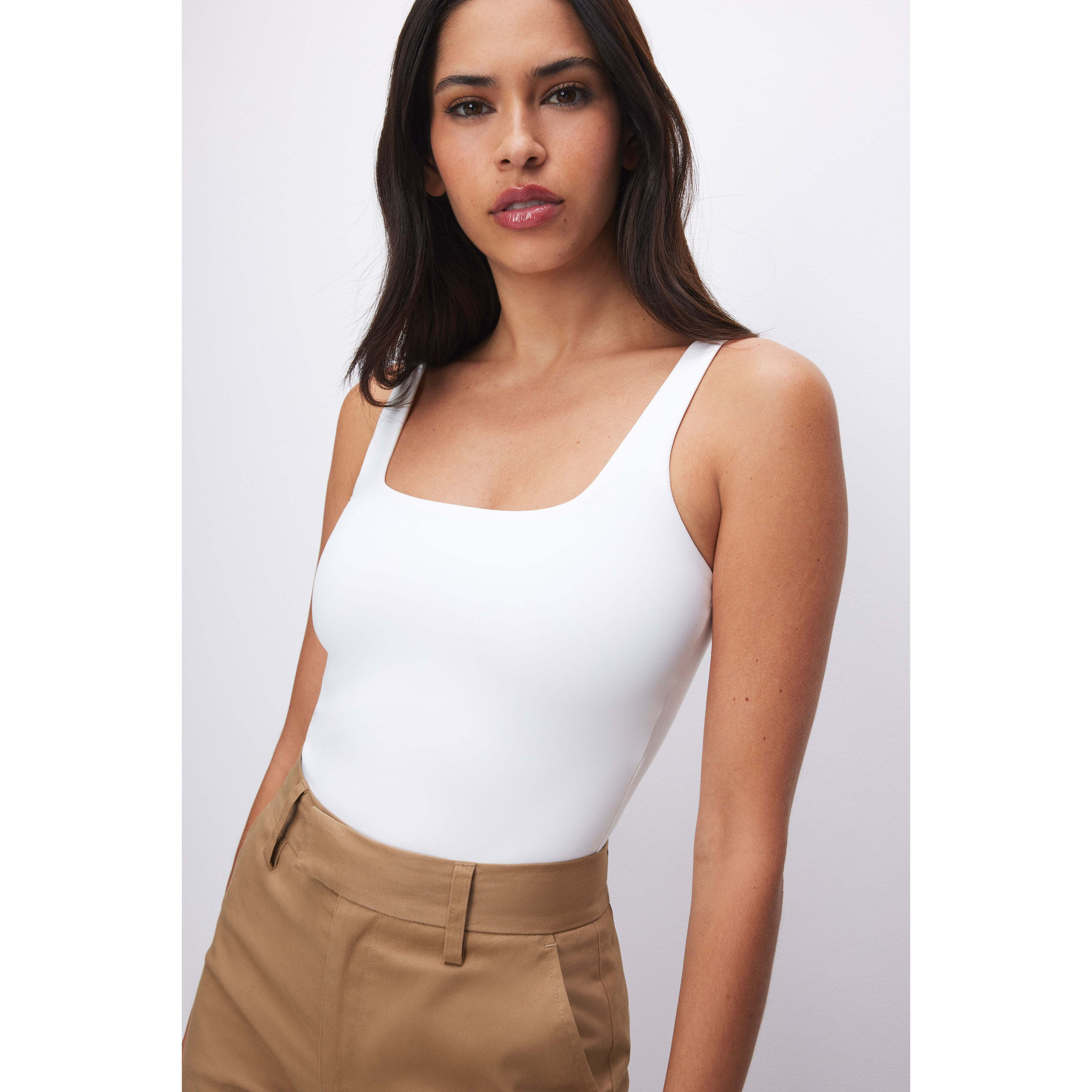 Women's Scuba Modern Tank Bodysuit | White, Size Large | Good American by KhloÃ© Kardashian | Good American