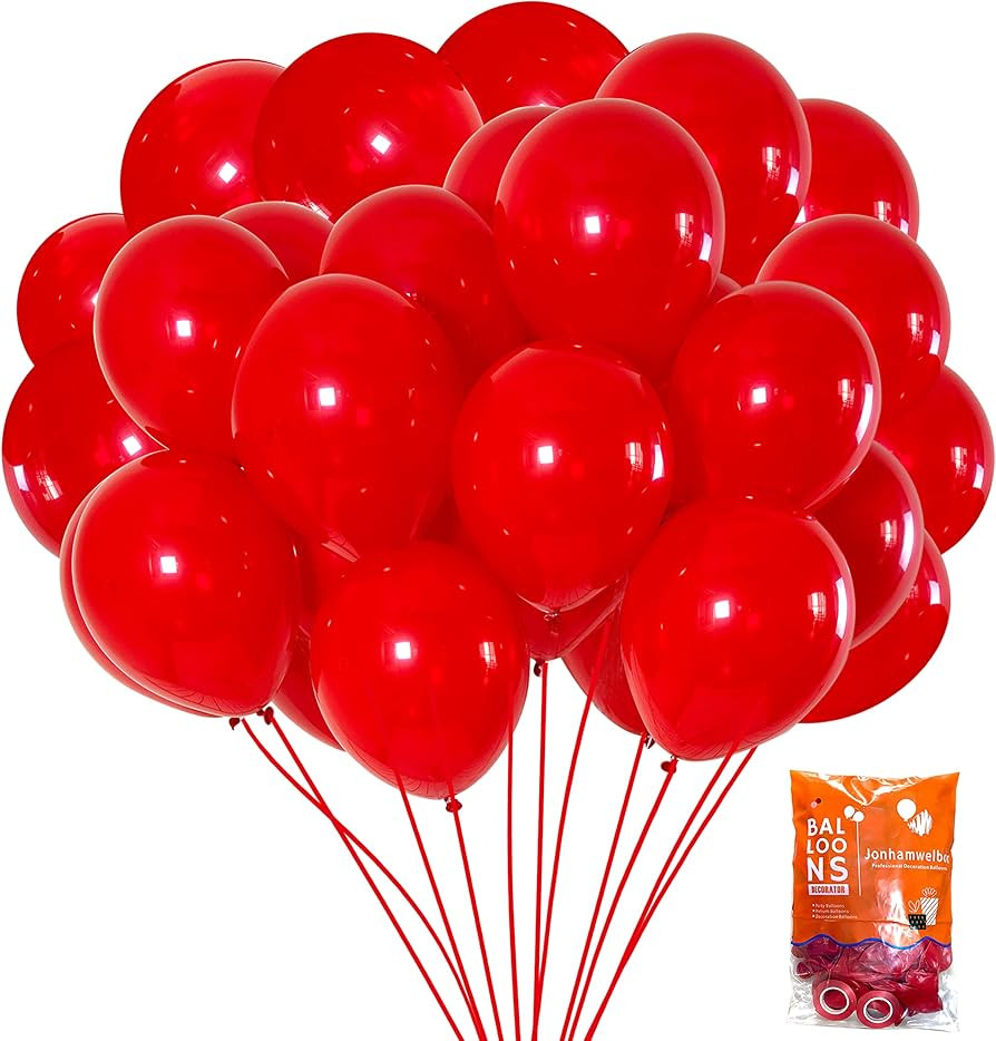 Jonhamwelbor Red Balloons 12inch 70pack Red Latex Helium Balloons for Wedding Birthday Christmas ... | Amazon (US)