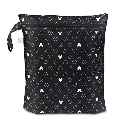Bumkins Disney Waterproof Wet Bag for Baby, Travel, Swim Suit, Cloth Diapers, Pump Parts, Pool, Beach, Gym Clothes, Toiletry, Hook to Stroller, Daycare, Zip Reusable Wetdry Packing, Mickey Mouse Icon | Amazon (US)
