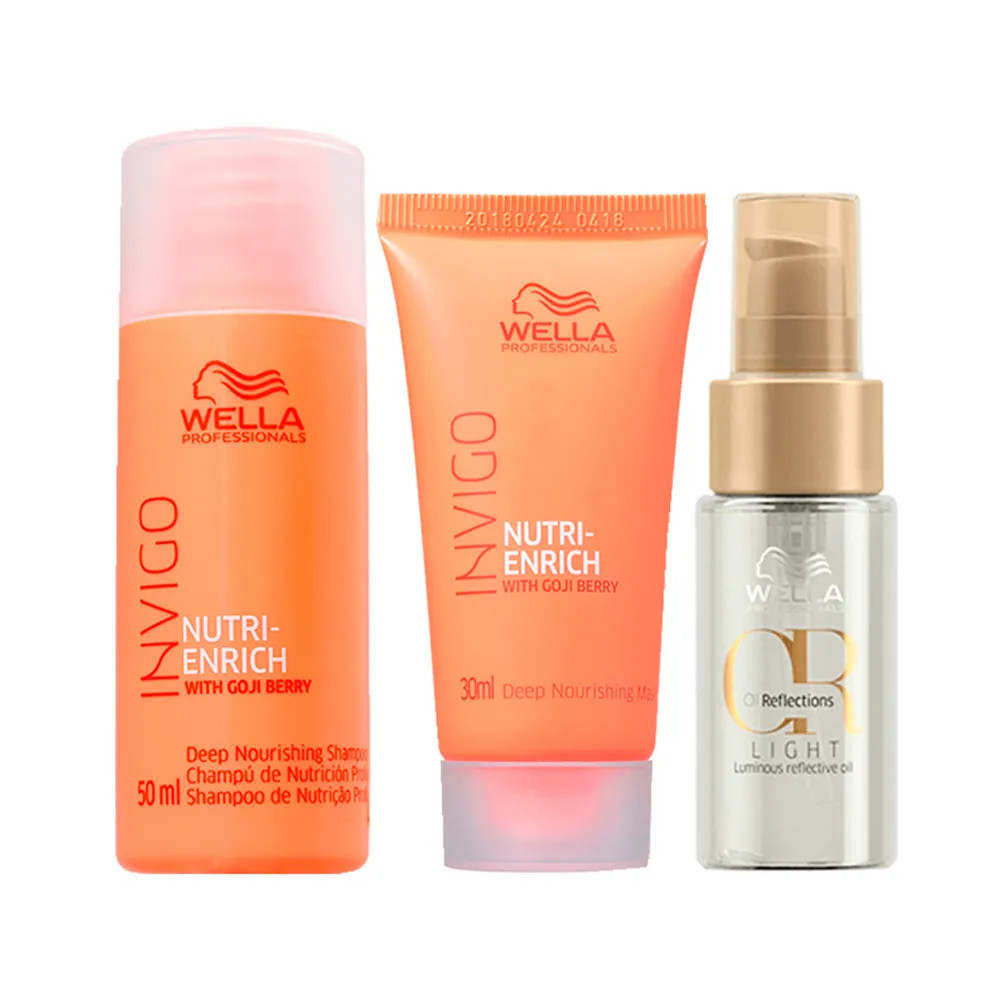 Kit Wella Professional Invigo Nutri Enrich - Shampoo 50 ml + Máscara 30 ml + Óleo Oil Reflectio... | Amobeleza (BR)