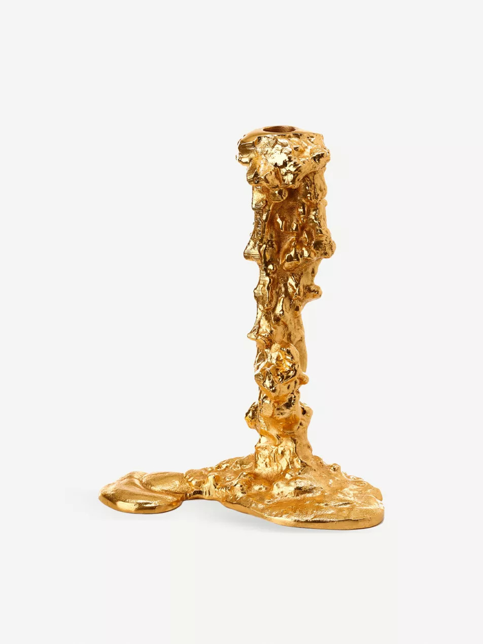Pascal Smelik Drip gold-toned large metal candle holder 25cm | Selfridges