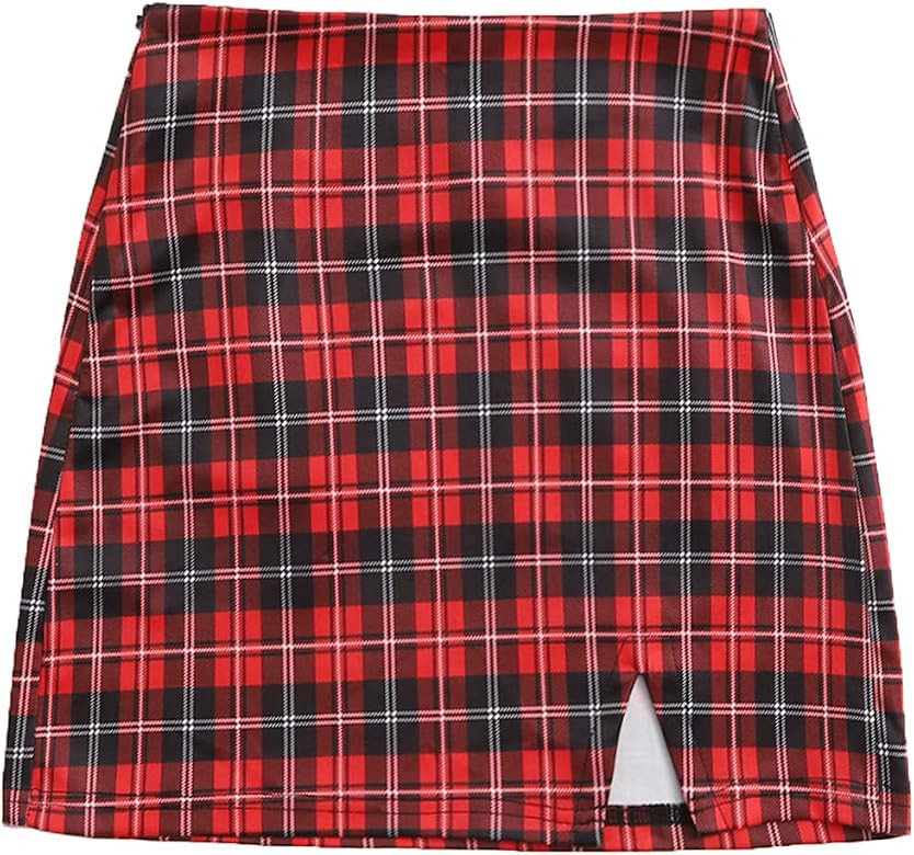 Verdusa Women's Split Hem Zipper Side Bodycon Mini Skirt | Amazon (US)