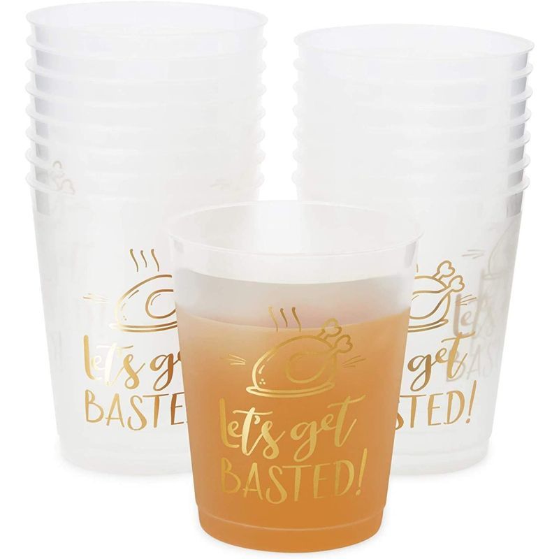 Sparkle and Bash 16 Pack Friendsgiving Plastic Cups, Let’s Get Basted Gold Foil Design, Thanksg... | Target