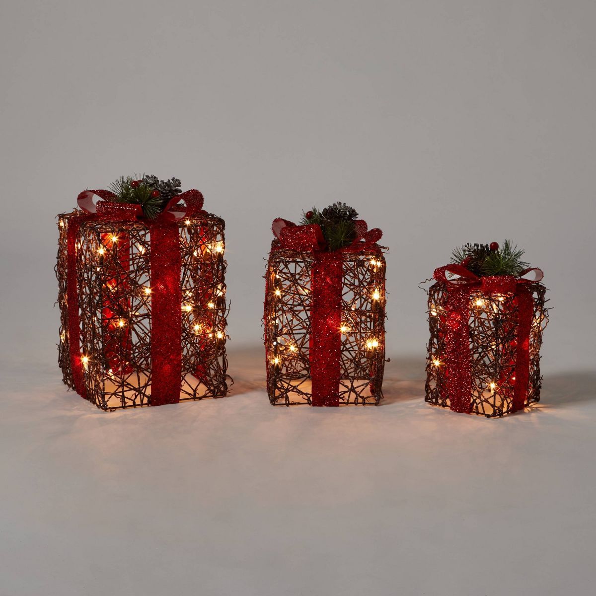 3ct Grapevine Gift Box Christmas Novelty Sculpture Light - Wondershop™ | Target