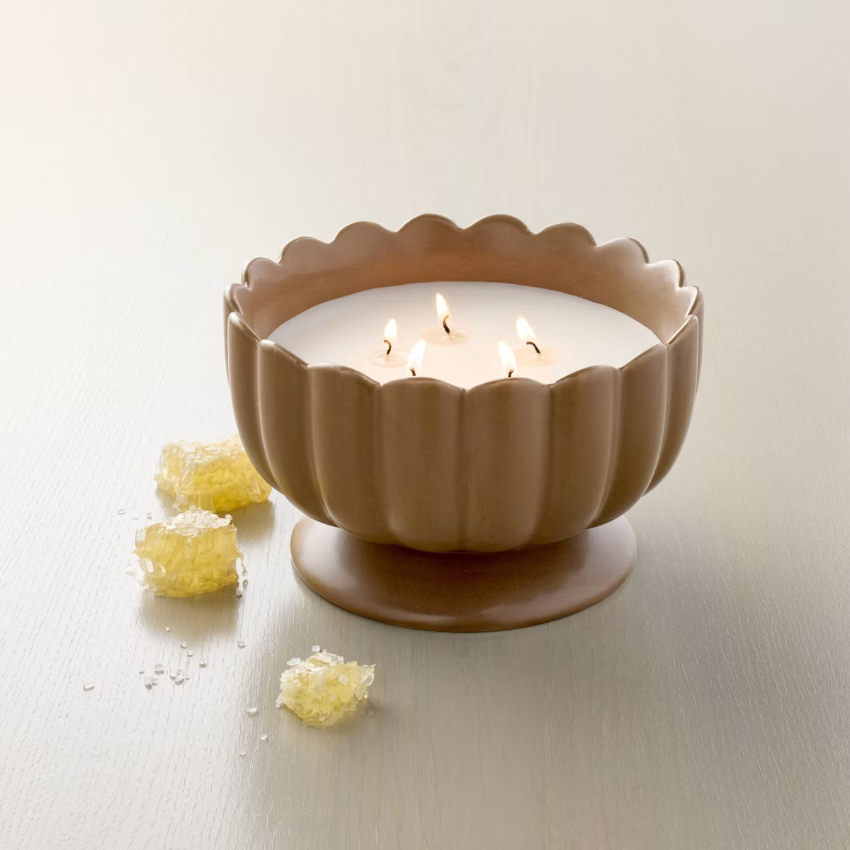5 Wick Footed Ceramic Scalloped Rim Jar Candle 34oz - Hearth & Hand™ with Magnolia | Target