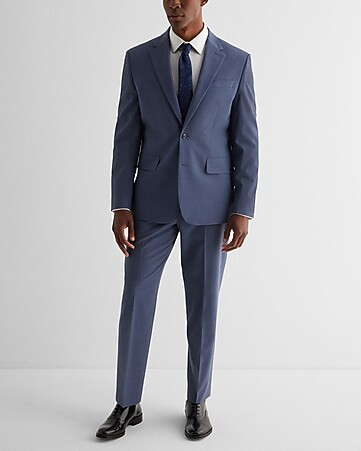 Classic Dusty Blue Wool-blend Modern Tech Suit | Express