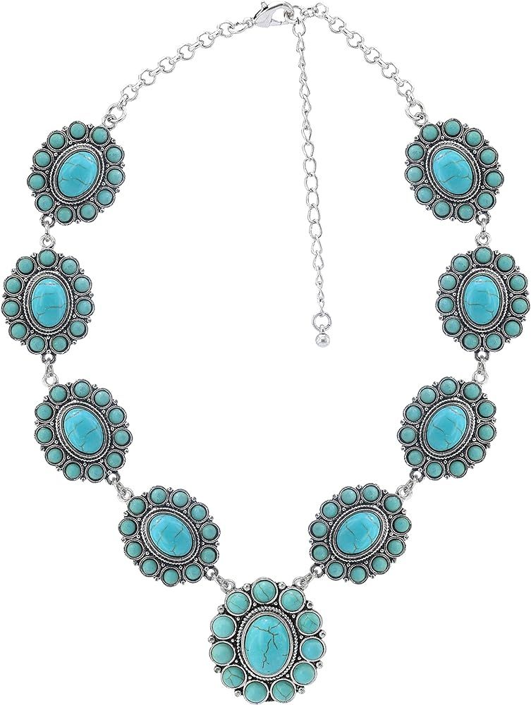 Vintage Alloy Synthetic Turquoise Necklace Fashion Jewelry Women | Amazon (US)