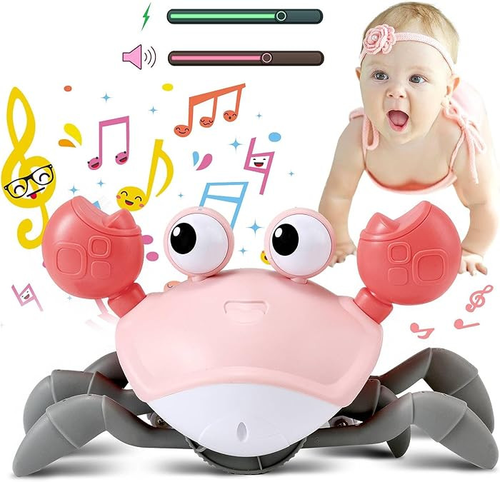 control future Baby Girl Toys Tummy Time: Pink Crawling Crab Babies Montessori Toy Learning 36 Mo... | Amazon (US)