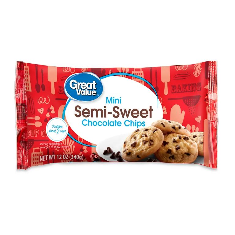 Great Value Mini Semi-Sweet Chocolate Baking Chips, 12 oz Bag | Walmart (US)