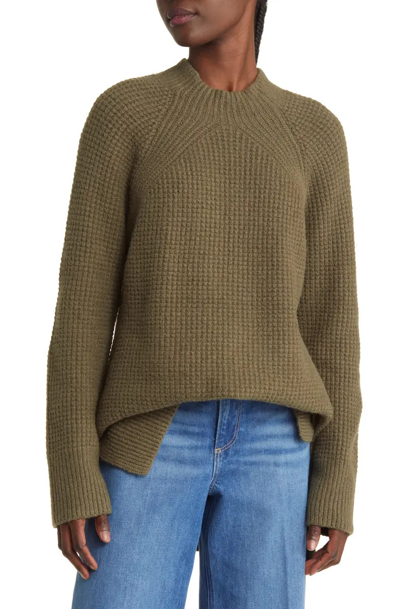 Treasure & Bond Mock Neck Waffle Knit Cotton Blend Sweater | Nordstrom | Nordstrom