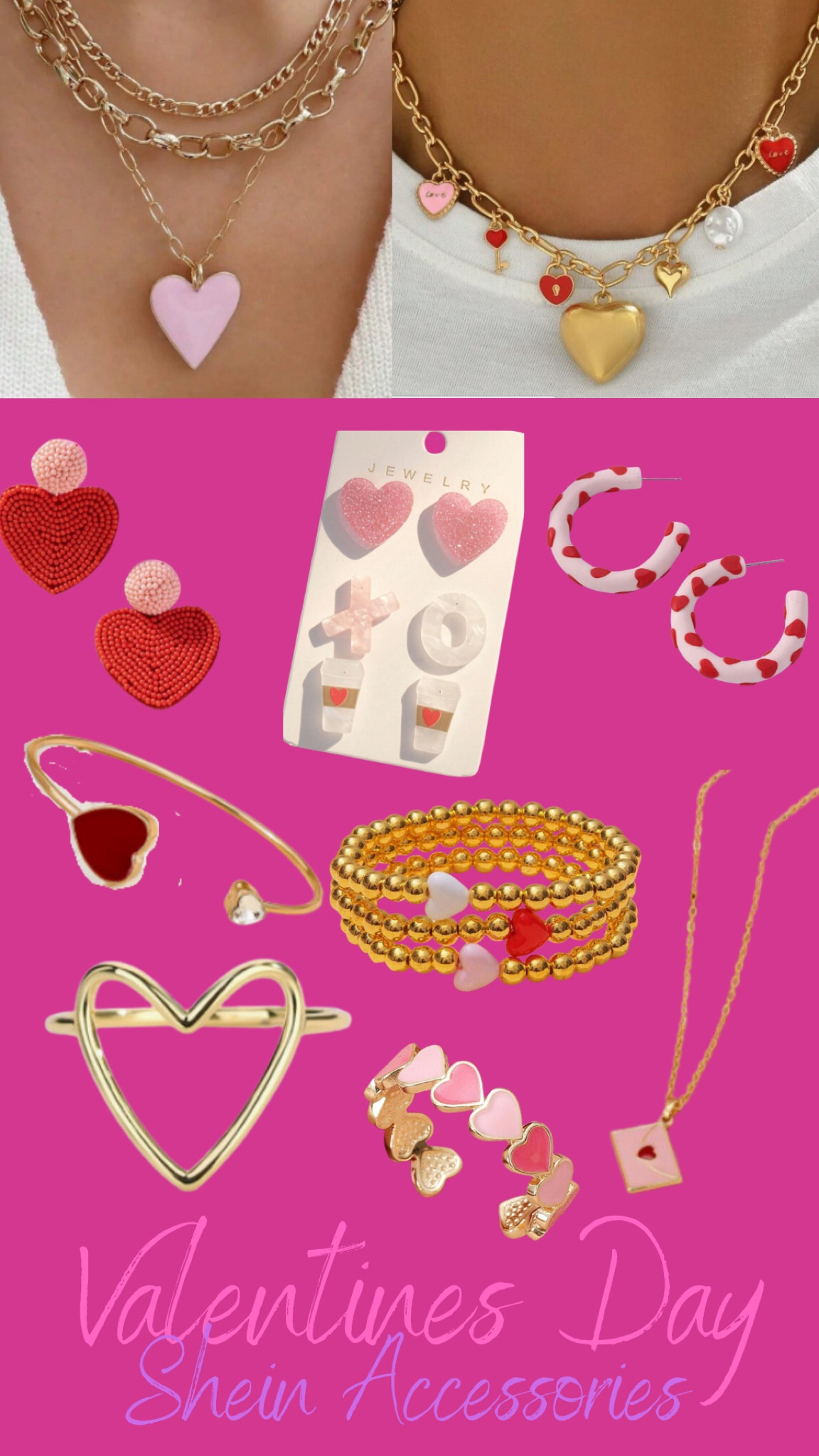 SHEIN Valentine’s Day accessories. Cute heart bracelets, heart necklaces, and heart earrings. Perfect for Valentine’s Day. 

#LTKSeasonal #LTKMostLoved #LTKSaleAlert