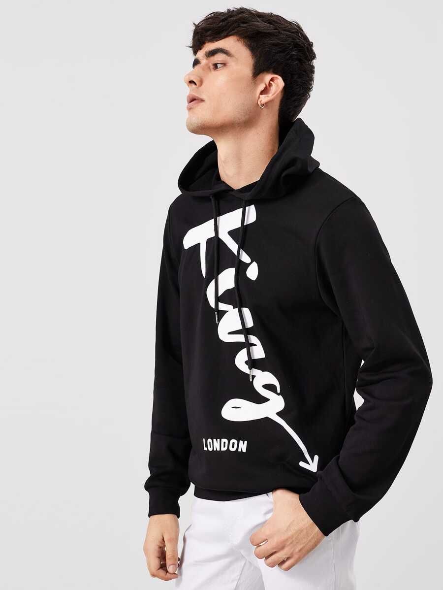 Men Letter Print Drawstring Hoodie | SHEIN