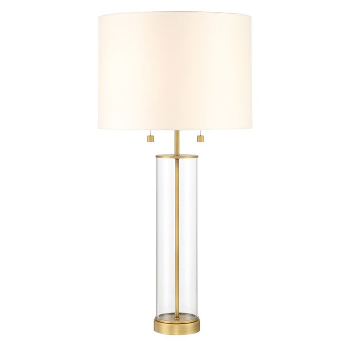 Laurel Glass Cylinder Table Lamp, Satin Brass | Lights.com