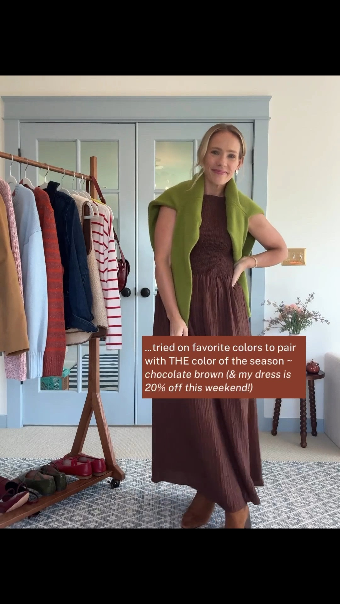 Hill House Home dress is 20% off with code FALL20, wearing my regular size small but might prefer an xs since I'm smaller on top ~ Sized down to xs in Quince light blue boyfriend sweater ~ Quince pink fisherman sweater wearing my regular size small, had to roll up the sleeves in this style ~ Wearing my regular size small in all else ~ Shoes are true to size and very comfortable ~ use code YOUROCK at Tuckernuck ~ My Boden sherpa vest is from last season but very similar to the new style (which has more color options!) xo, Claire

#LTKStyleTip #LTKWorkwear #LTKSeasonal