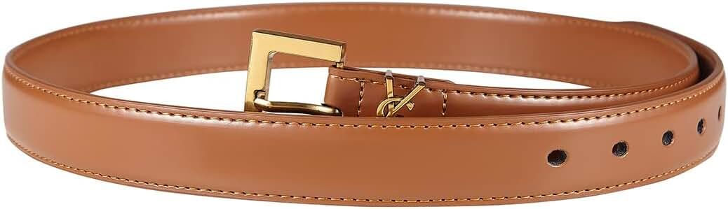 KBTMT Fashion Women/Men's Leather Belts1.1(2.8CM) Wide Classic Retro Brown Skinny Waist Belt for ... | Amazon (US)