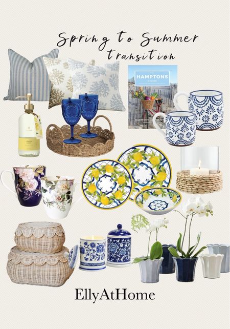 Spring to summer transition decor! Summer vibes in blues, yellows, coastal touches. Shop favorites from Amazon, Pottery Barn. Free shipping. Spring , summer home decor accessories. #ltkunder50 #ltksalesalert

#LTKhome