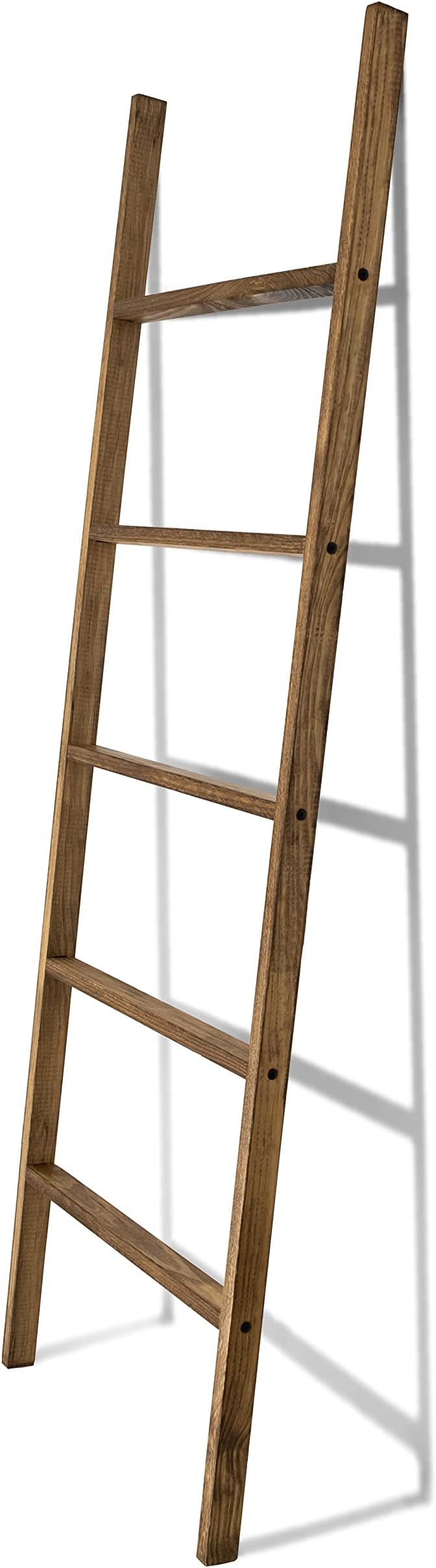 Farmhouse Accents USA Rustic Blanket Ladder - Dark Brown Distressed Stain - Throw Blanket Storage... | Amazon (US)