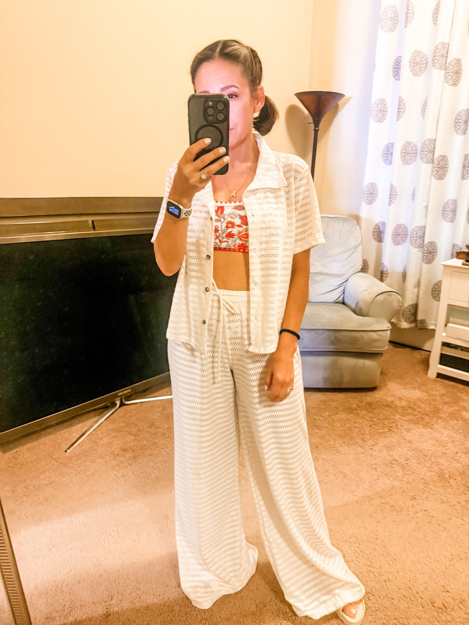-Cute retro floral bikini with a high waist. I love the feel of it, and that it keeps my c-section scar covered. 
-Hurley swim coverup. I love the fit of this cover up. 
Petite Friendly Swim Coverup 
Swim Coverup
Ladies Swim Coverup

#LTKOver40 #LTKPetite #LTKSwim