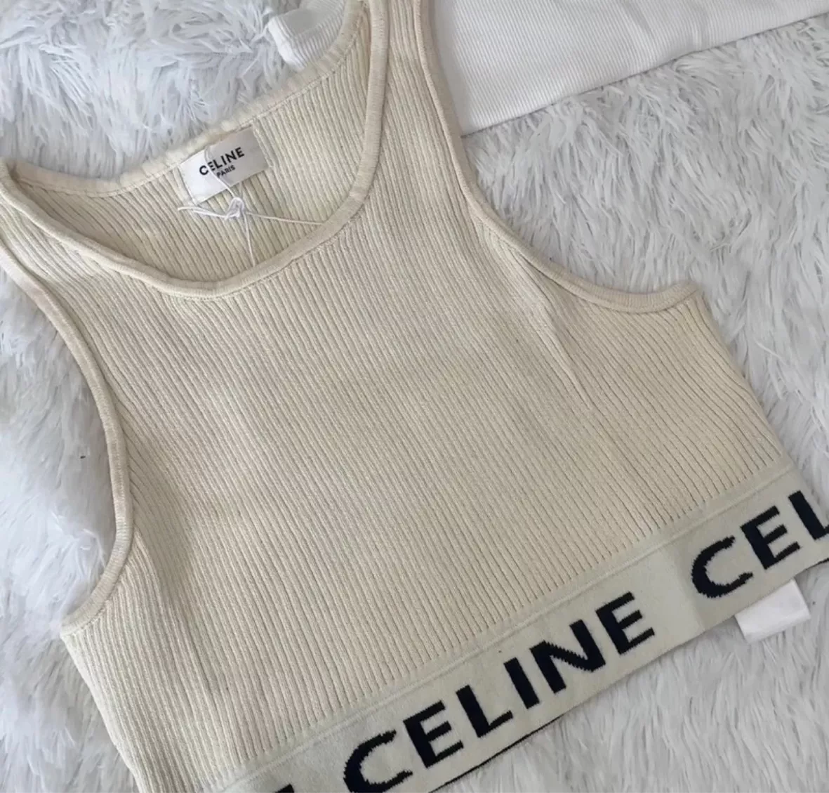 Womens Knits Sleeveless Vest Celine Letter T Shirts Woman Stripe